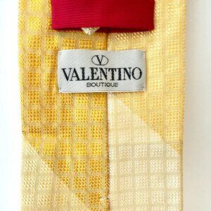 Valentino Boutique Vintage Silk Neck Tie Yellow Tones Embroidered (3.75" Width)